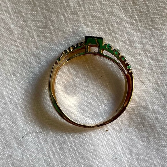 14K Yellow Gold Wave Ring with Gemstones - Picture 5 of 7